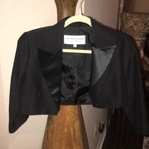 Trina Turk crop jacket black, satin lapel size 4